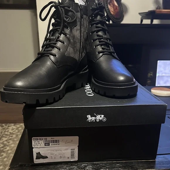 Coach Black and Gray Patterned Boots - Picture 5 of 5